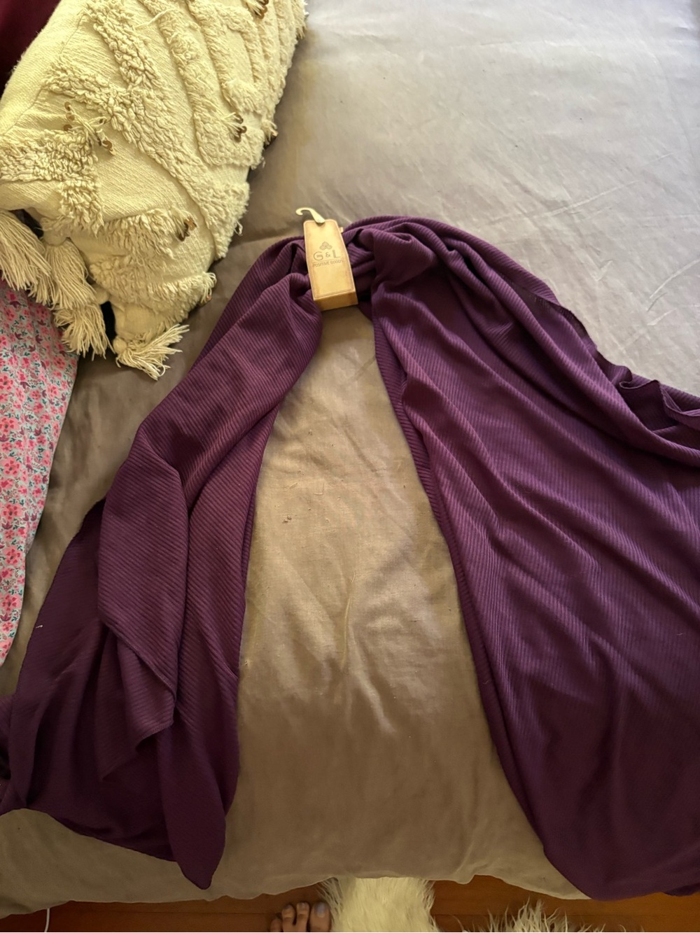 Purple Lightweight Ribbed Shawl Scarf - Brand G & L Positive Goods